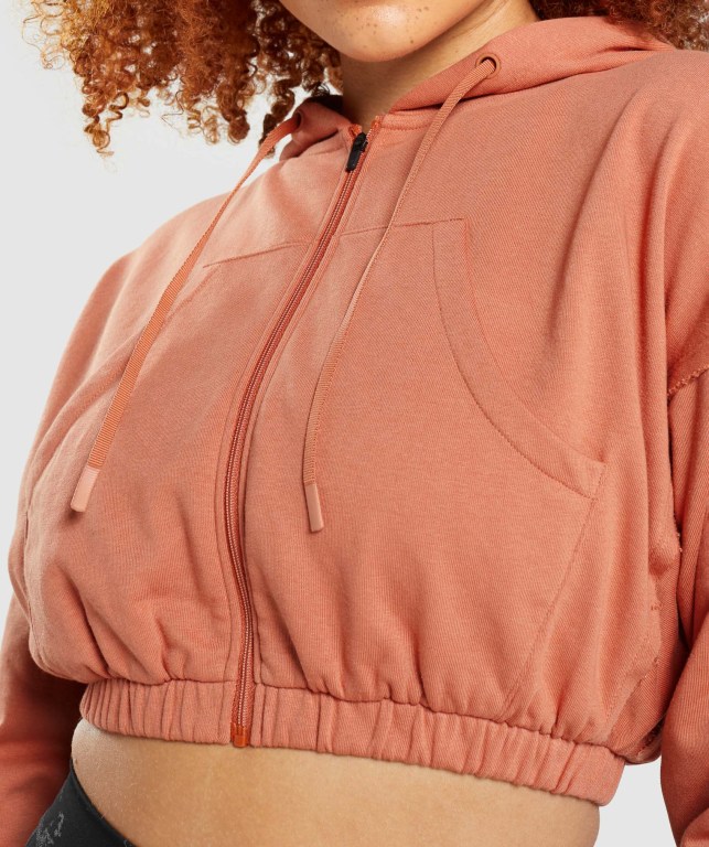 Gymshark KK Fit Zip-Up Cropped Women's Hoodies Orange | UAE-49CABU