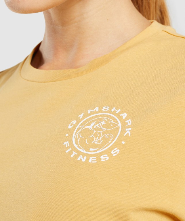 Gymshark Legacy Graphic Crop Women's T Shirts Yellow | UAE-76GYSZ