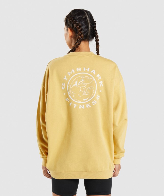 Gymshark Legacy Graphic Sweatshirt Women's Hoodies Yellow | UAE-03NWHB