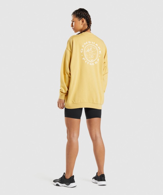 Gymshark Legacy Graphic Sweatshirt Women's Hoodies Yellow | UAE-03NWHB