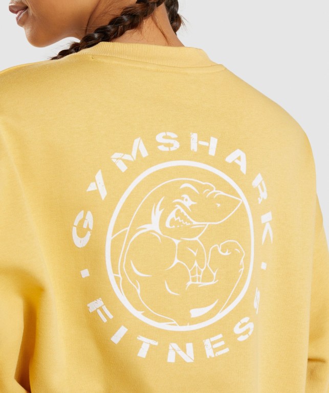 Gymshark Legacy Graphic Sweatshirt Women's Hoodies Yellow | UAE-03NWHB