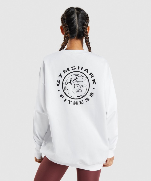 Gymshark Legacy Graphic Sweatshirt Women's Hoodies White | UAE-18YDMT