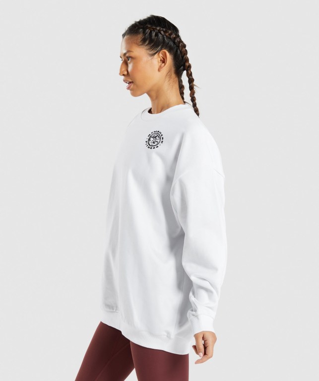 Gymshark Legacy Graphic Sweatshirt Women's Hoodies White | UAE-18YDMT