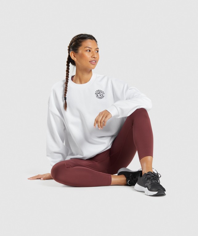 Gymshark Legacy Graphic Sweatshirt Women's Hoodies White | UAE-18YDMT