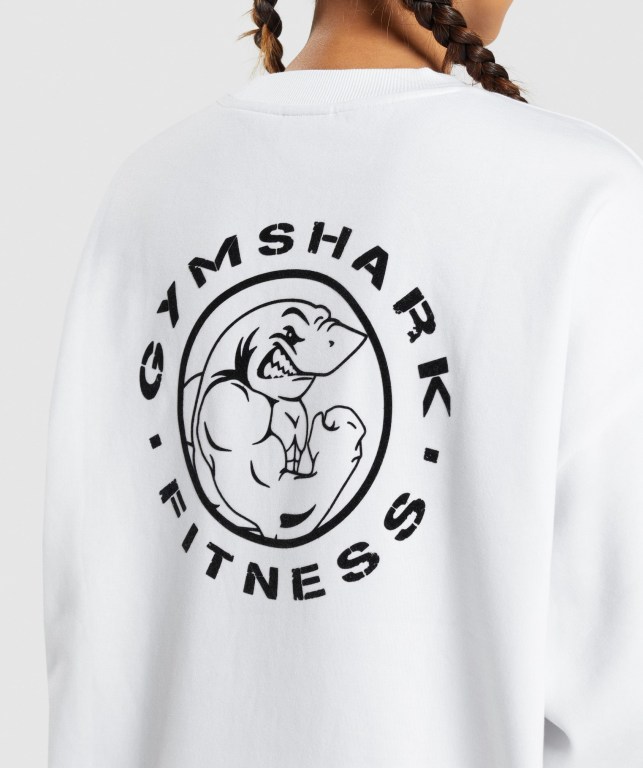 Gymshark Legacy Graphic Sweatshirt Women's Hoodies White | UAE-18YDMT