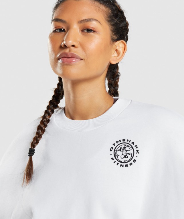 Gymshark Legacy Graphic Sweatshirt Women's Hoodies White | UAE-18YDMT