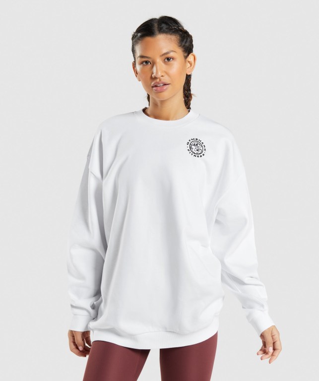 Gymshark Legacy Graphic Sweatshirt Women\'s Hoodies White | UAE-18YDMT