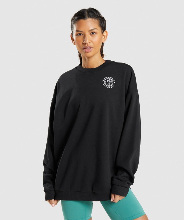 Gymshark Legacy Graphic Sweatshirt Women's Hoodies Black | UAE-53QEGW