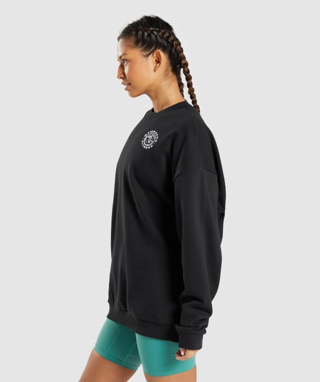 Gymshark Legacy Graphic Sweatshirt Women's Hoodies Black | UAE-53QEGW