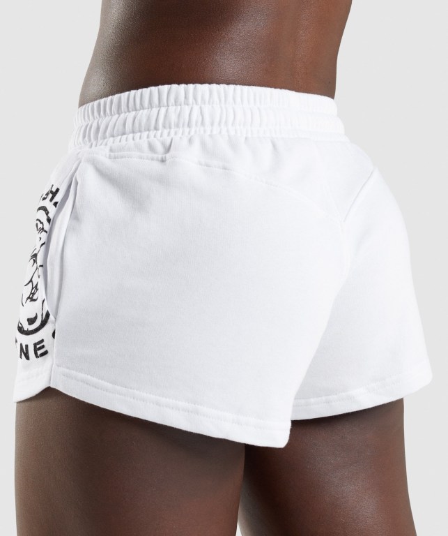 Gymshark Legacy Graphic Women's Shorts White | UAE-62XPGM