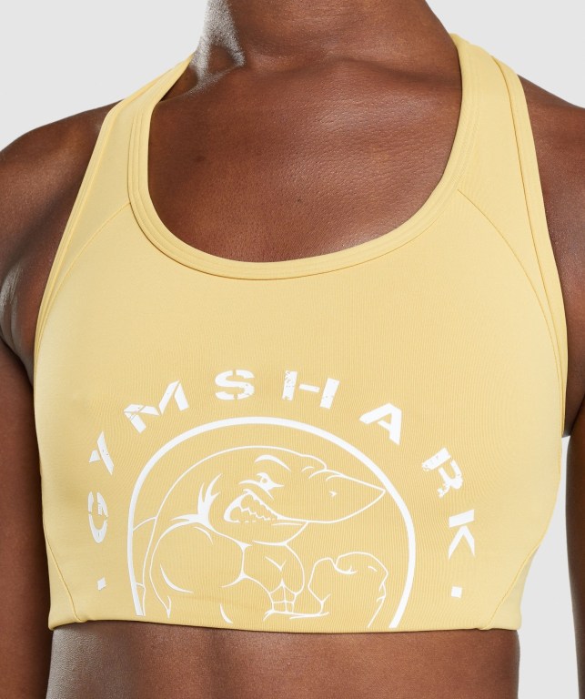 Gymshark Legacy Graphic Women's Sports Bra Yellow | UAE-07ZPXV