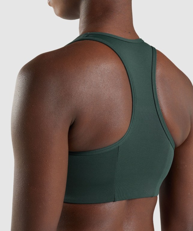 Gymshark Legacy Graphic Women's Sports Bra Dark Green | UAE-42ZLKO