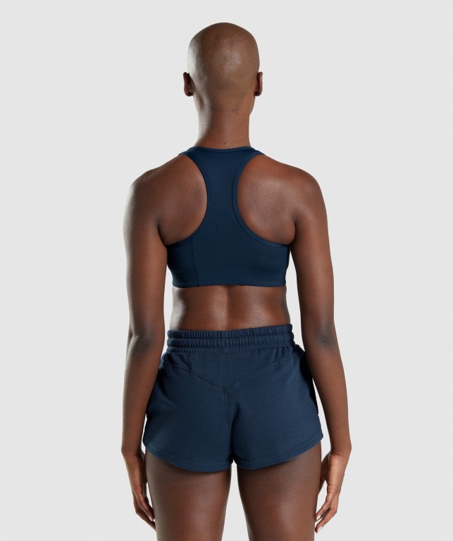 Gymshark Legacy Graphic Women's Sports Bra Navy | UAE-64FLGK