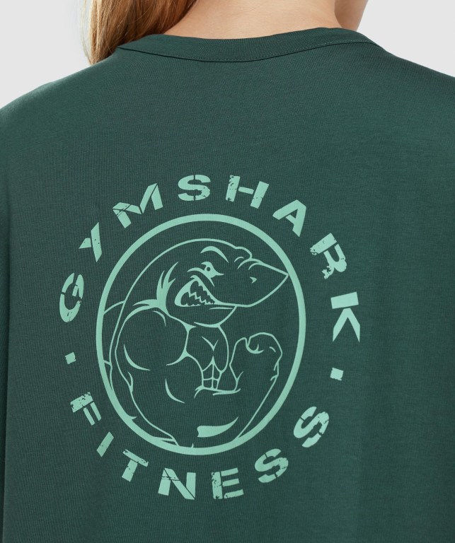 Gymshark Legacy Graphic Women's T Shirts Dark Green | UAE-31HYRW