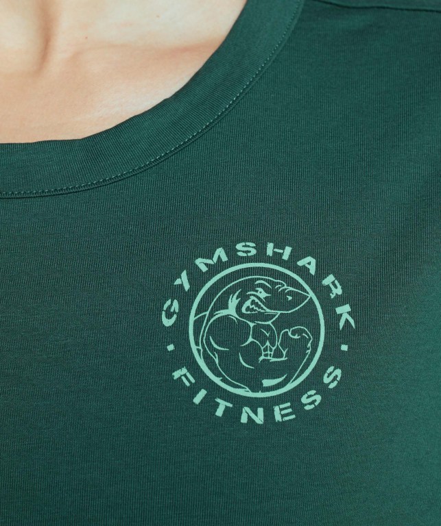 Gymshark Legacy Graphic Women's T Shirts Dark Green | UAE-31HYRW