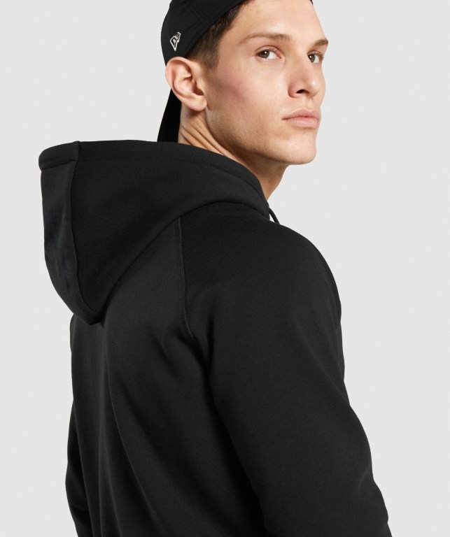 Gymshark Legacy Men's Hoodies Black / Black | UAE-19SUDL