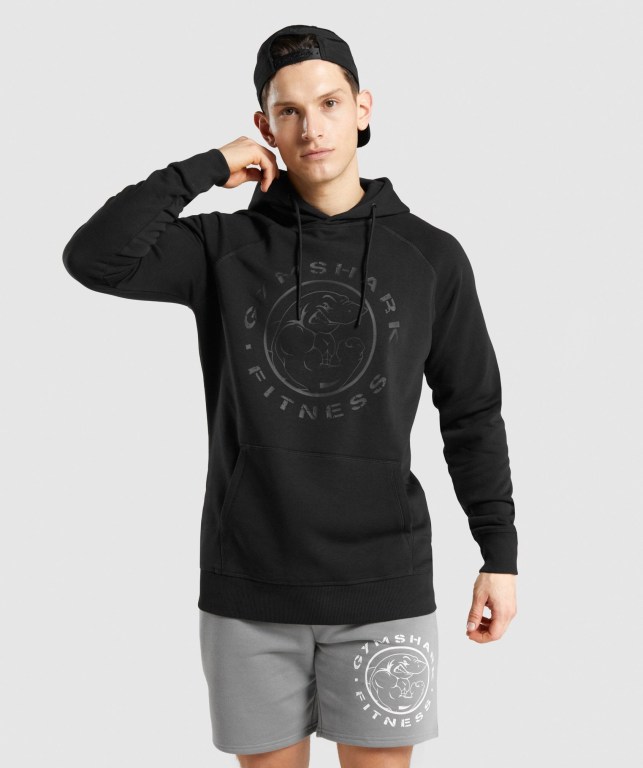 Gymshark Legacy Men\'s Hoodies Black / Black | UAE-19SUDL