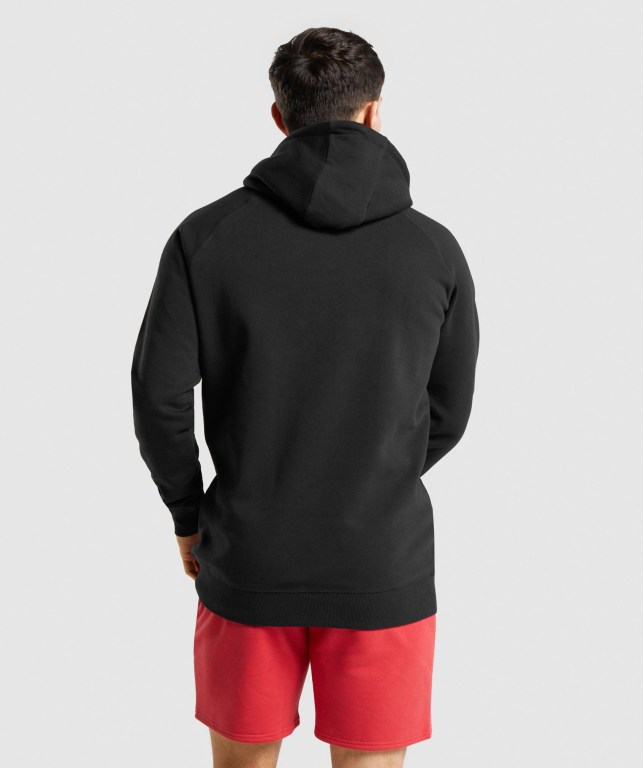 Gymshark Legacy Men's Hoodies Black / White | UAE-63YVZA