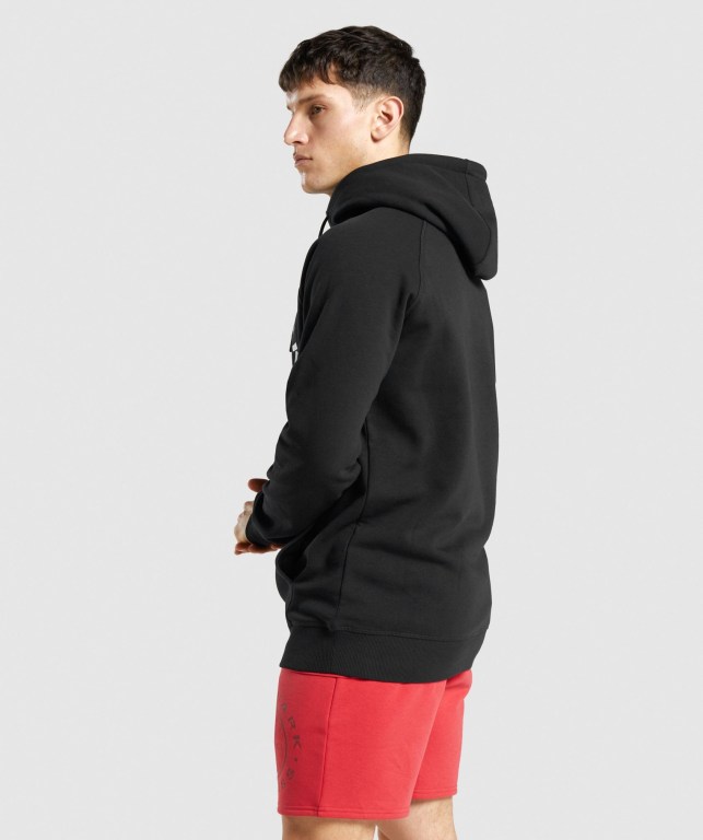 Gymshark Legacy Men's Hoodies Black / White | UAE-63YVZA