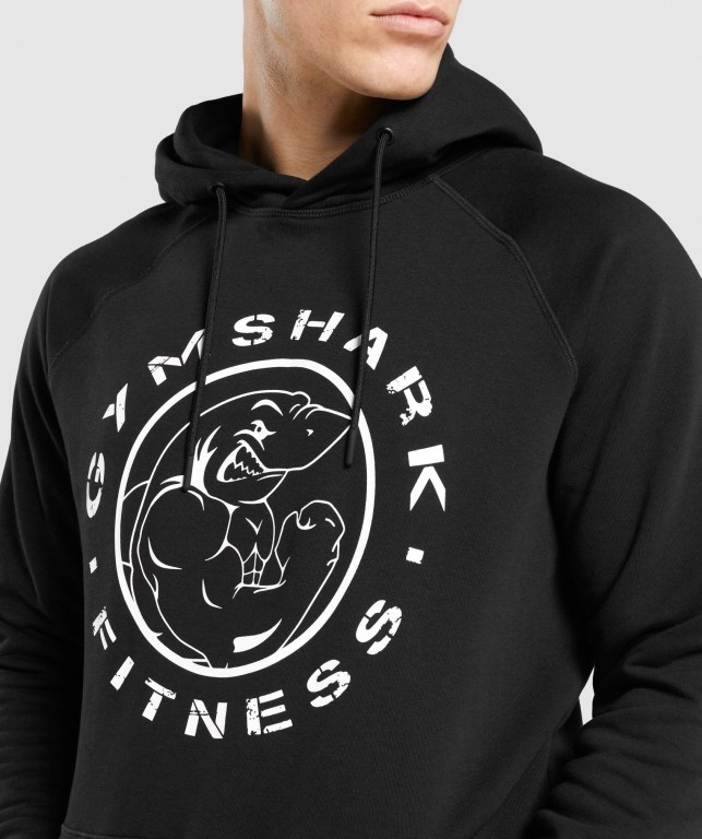 Gymshark Legacy Men's Hoodies Black / White | UAE-63YVZA