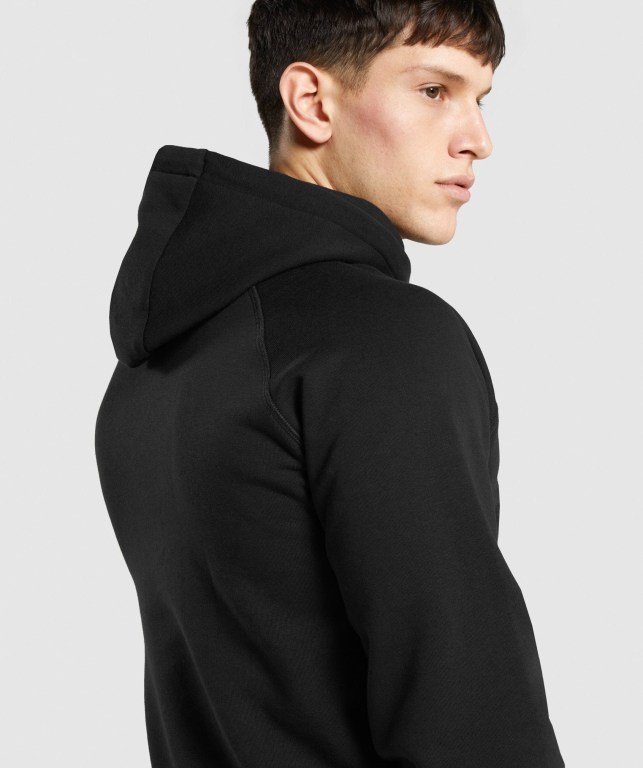 Gymshark Legacy Men's Hoodies Black / White | UAE-63YVZA