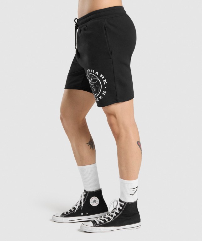 Gymshark Legacy Men's Shorts Black / White | UAE-07ISYC