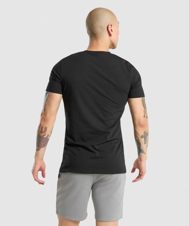 Gymshark Legacy Men's T Shirts Black / Black | UAE-90TEGH