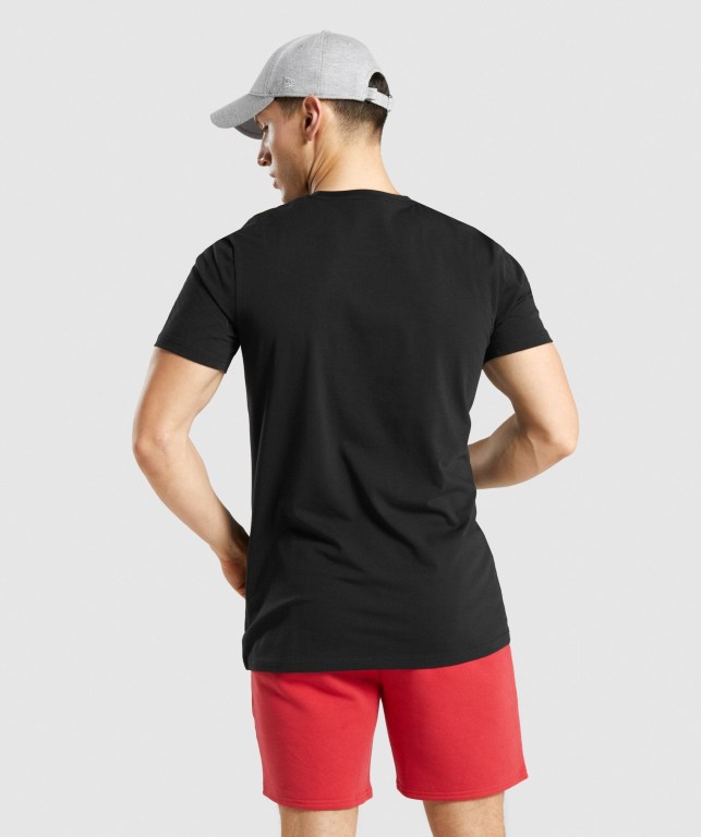 Gymshark Legacy Men's T Shirts Black / White | UAE-63RCJB