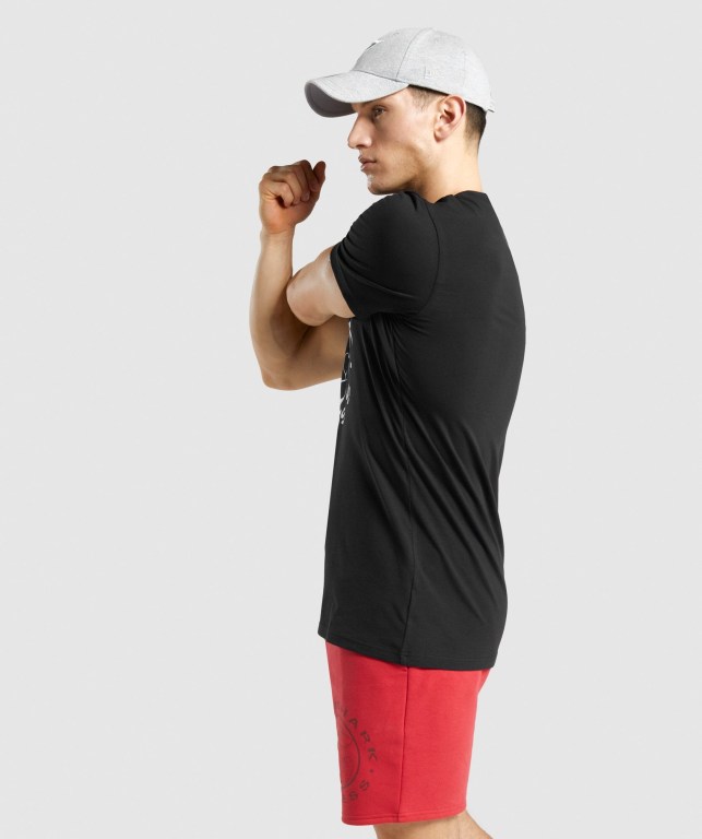 Gymshark Legacy Men's T Shirts Black / White | UAE-63RCJB