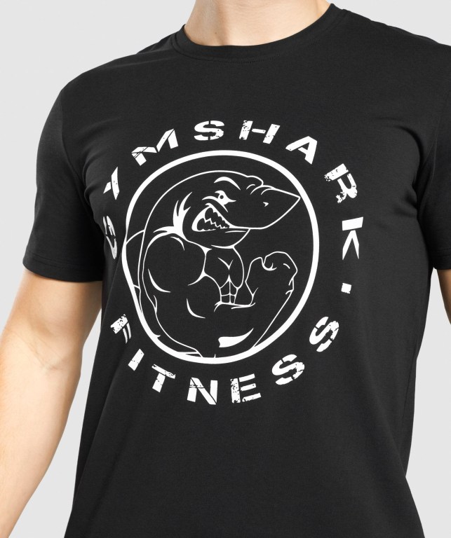 Gymshark Legacy Men's T Shirts Black / White | UAE-63RCJB