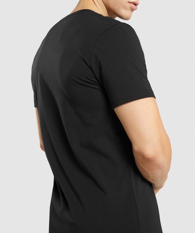 Gymshark Legacy Men's T Shirts Black / White | UAE-63RCJB