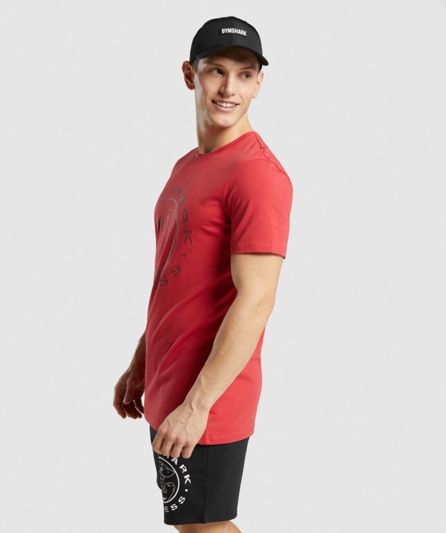 Gymshark Legacy Men's T Shirts Red | UAE-51SFMZ