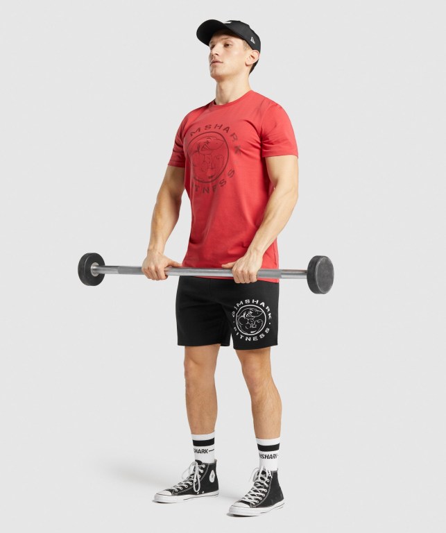 Gymshark Legacy Men's T Shirts Red | UAE-51SFMZ