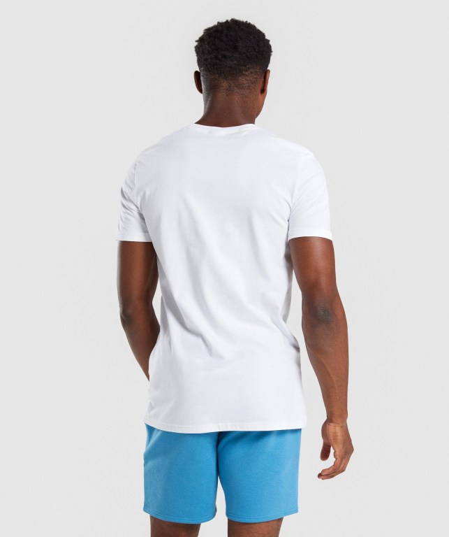 Gymshark Legacy Men's T Shirts White | UAE-92FYHP