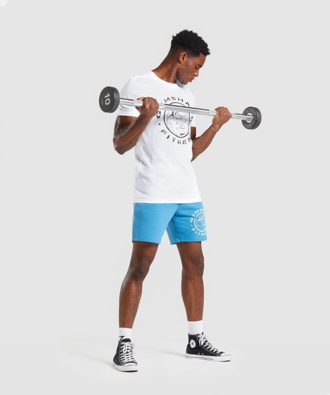 Gymshark Legacy Men's T Shirts White | UAE-92FYHP