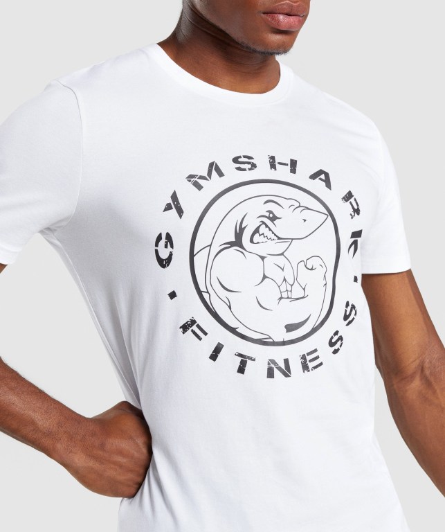 Gymshark Legacy Men's T Shirts White | UAE-92FYHP