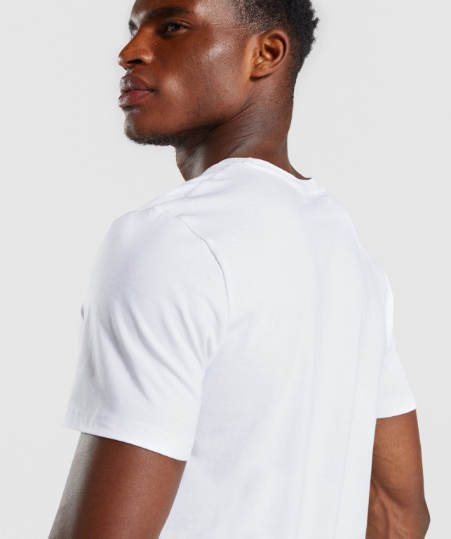 Gymshark Legacy Men's T Shirts White | UAE-92FYHP