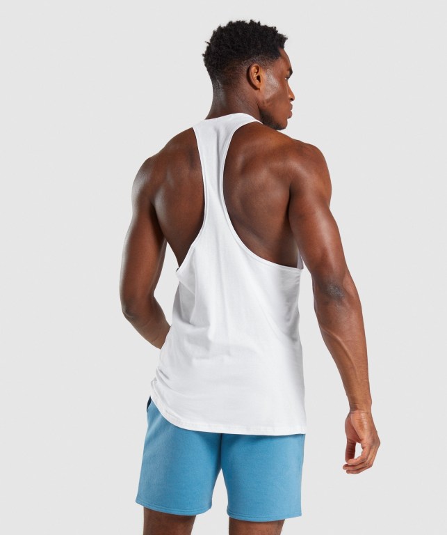 Gymshark Legacy Men's Tank Tops White | UAE-08FEXQ