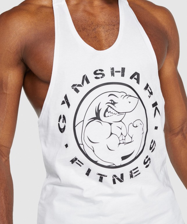 Gymshark Legacy Men's Tank Tops White | UAE-08FEXQ