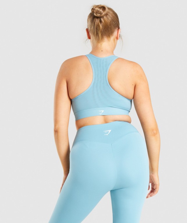 Gymshark Lightweight High Support Training Women's Sports Bra Light Blue | UAE-09EMYV