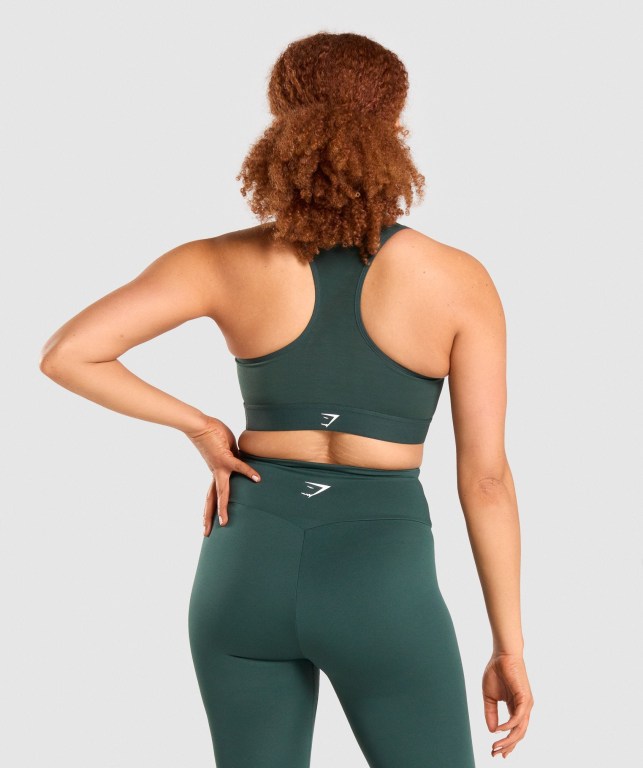 Gymshark Lightweight High Support Training Women's Sports Bra Dark Green | UAE-10OXEK