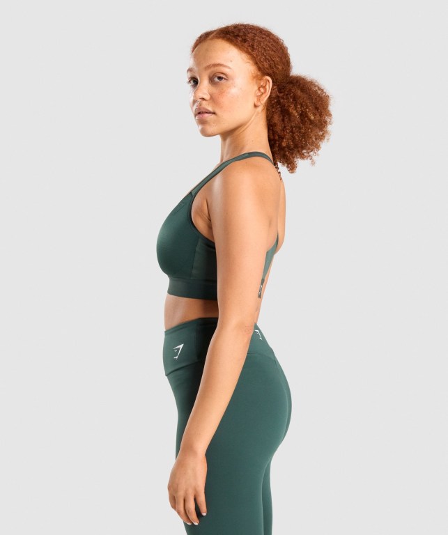 Gymshark Lightweight High Support Training Women's Sports Bra Dark Green | UAE-10OXEK