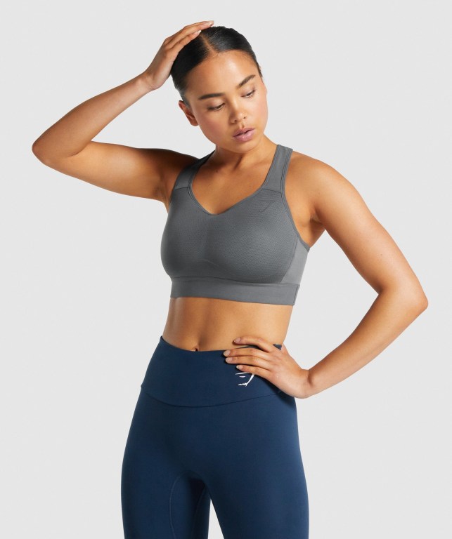 Gymshark Lightweight High Support Training Women\'s Sports Bra Grey | UAE-31DVQF