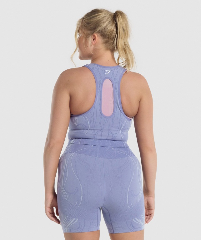 Gymshark Mercury Seamless Crop Women's Tank Tops Blue | UAE-18GCAN