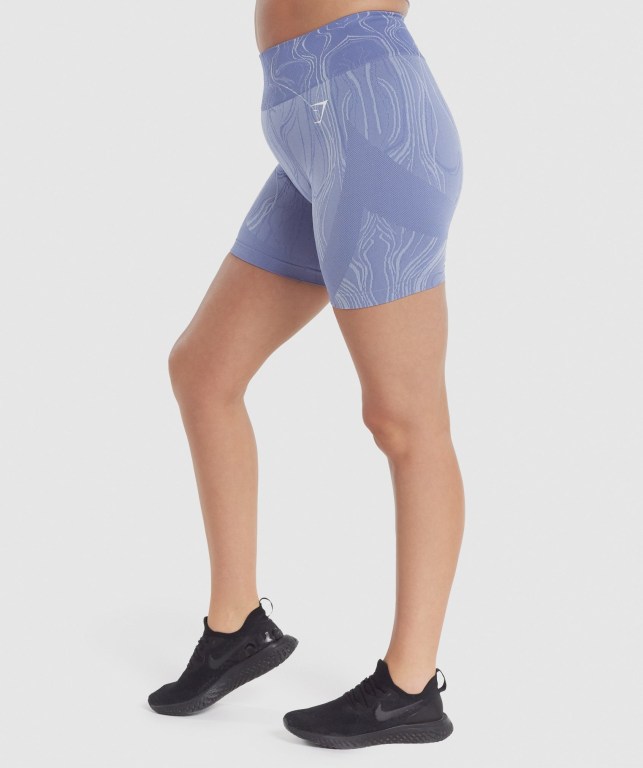 Gymshark Mercury Seamless Women's Shorts Blue | UAE-42CJFM