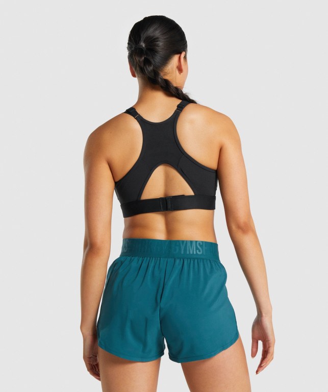 Gymshark Mesh Neckline Training Women's Sports Bra Black | UAE-03YHIO