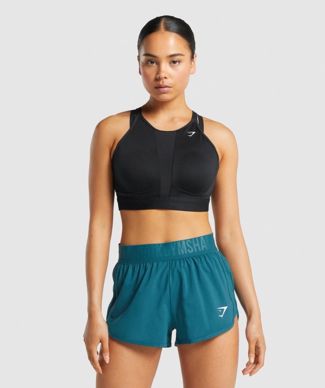 Gymshark Mesh Neckline Training Women\'s Sports Bra Black | UAE-03YHIO