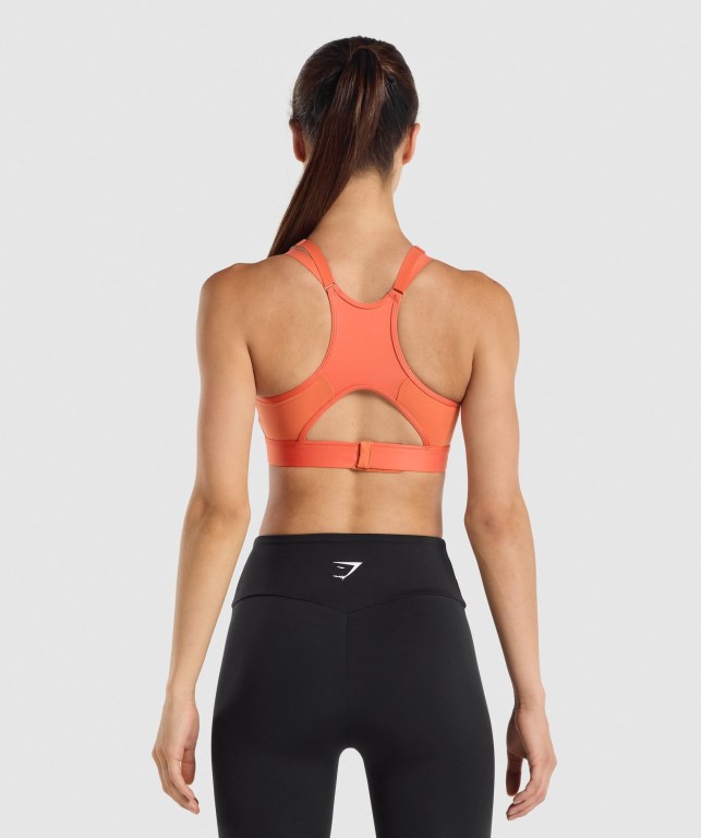 Gymshark Mesh Neckline Training Women's Sports Bra Orange | UAE-51PUCJ