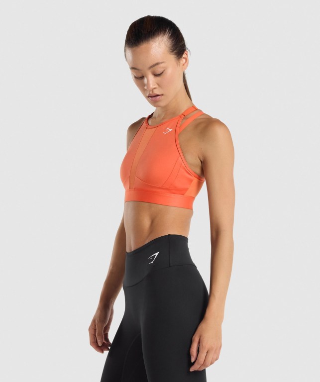 Gymshark Mesh Neckline Training Women's Sports Bra Orange | UAE-51PUCJ