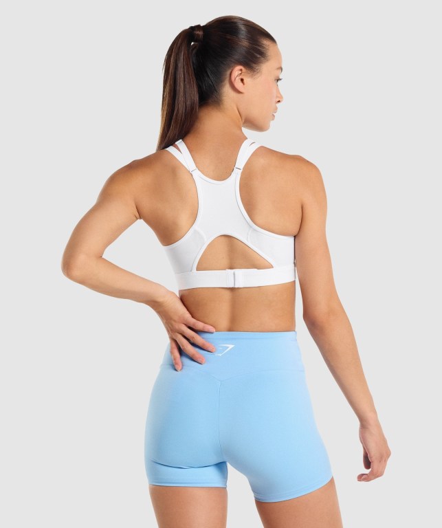 Gymshark Mesh Neckline Training Women's Sports Bra White | UAE-74NEPO